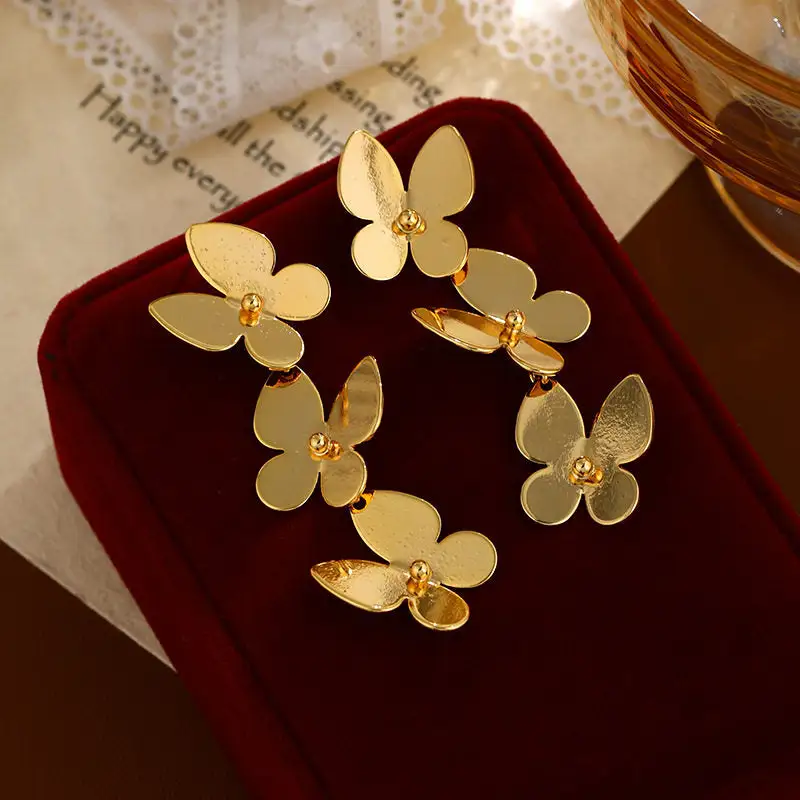 Retro Minimalist Butterfly Metal Earrings