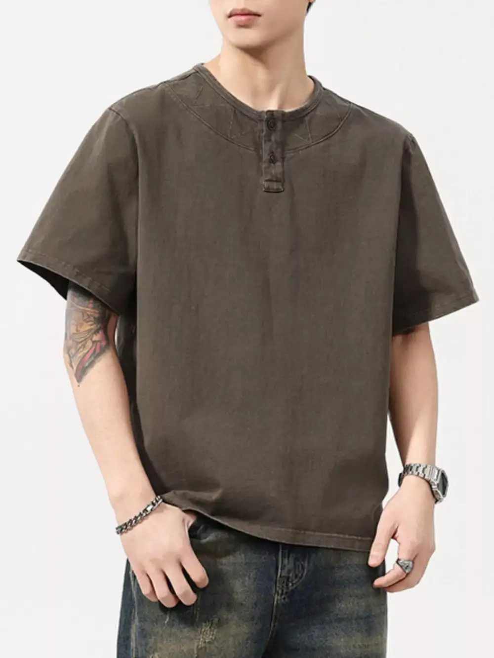 Smooth Round Neck Short Sleeve T-Shirt