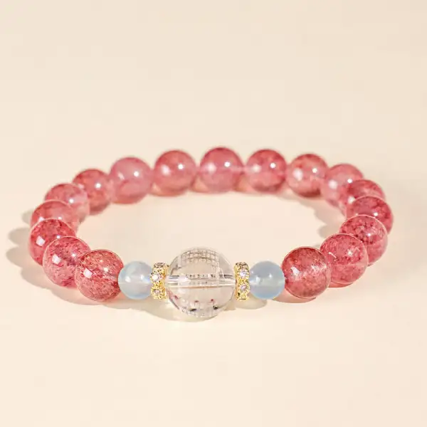 Strawberry Quartz Tiger Eye Bracelet