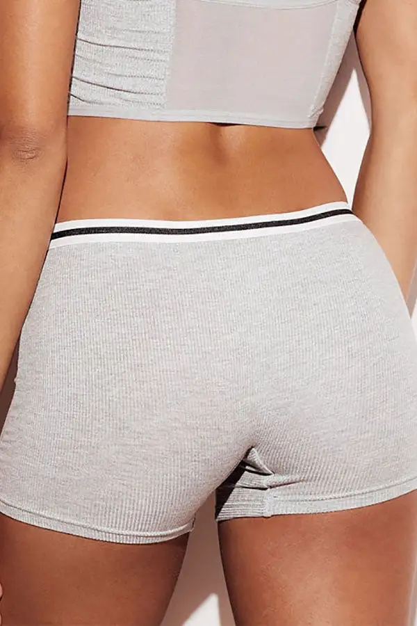 Soft Ribbed Stripe Boyshort