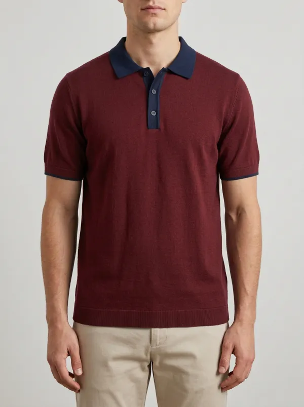 Men's Vintage Retro Vertical Striped Knitted Polo Shirt
