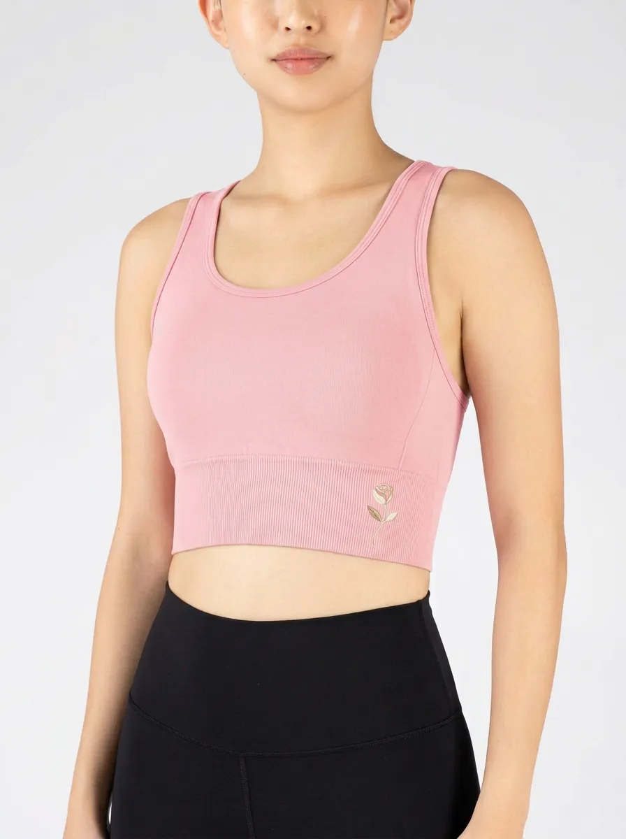 Women's Rose-Embroidered Crop Tank
