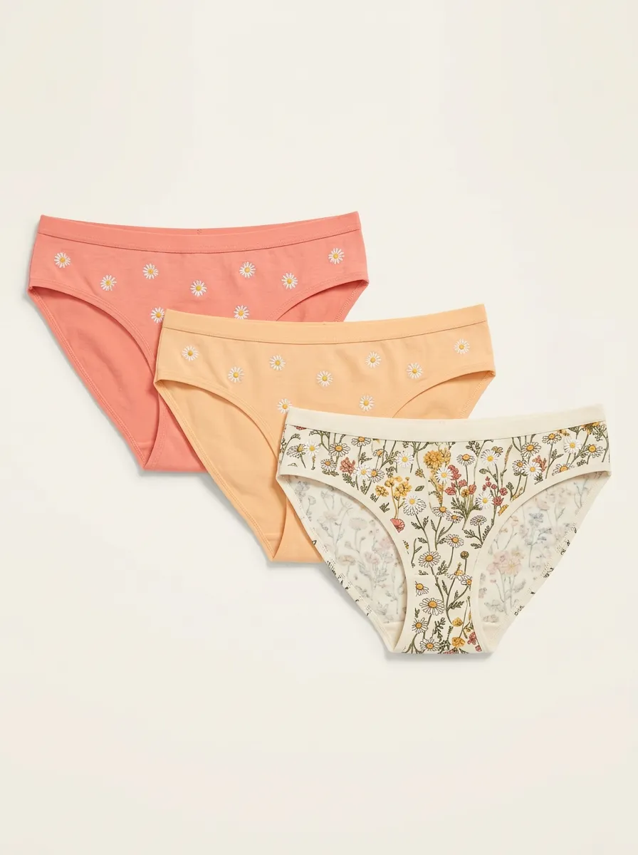 Women's Botanical Floral-Print 3-Pack Bikini Briefs