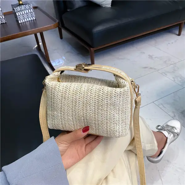 Nylon Compact Straw Drawstring Crossbody Bag