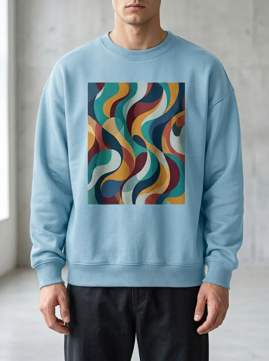 Men's Abstract Retro Wave Printed Sweatshirt