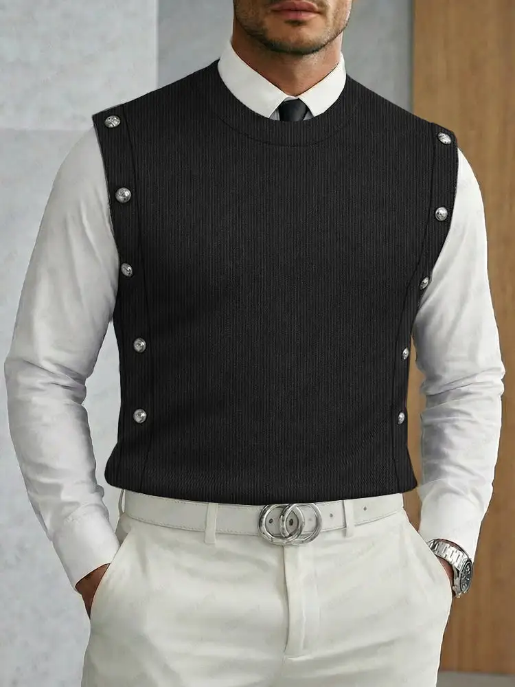 V-Neck Ribbed Suit Vest