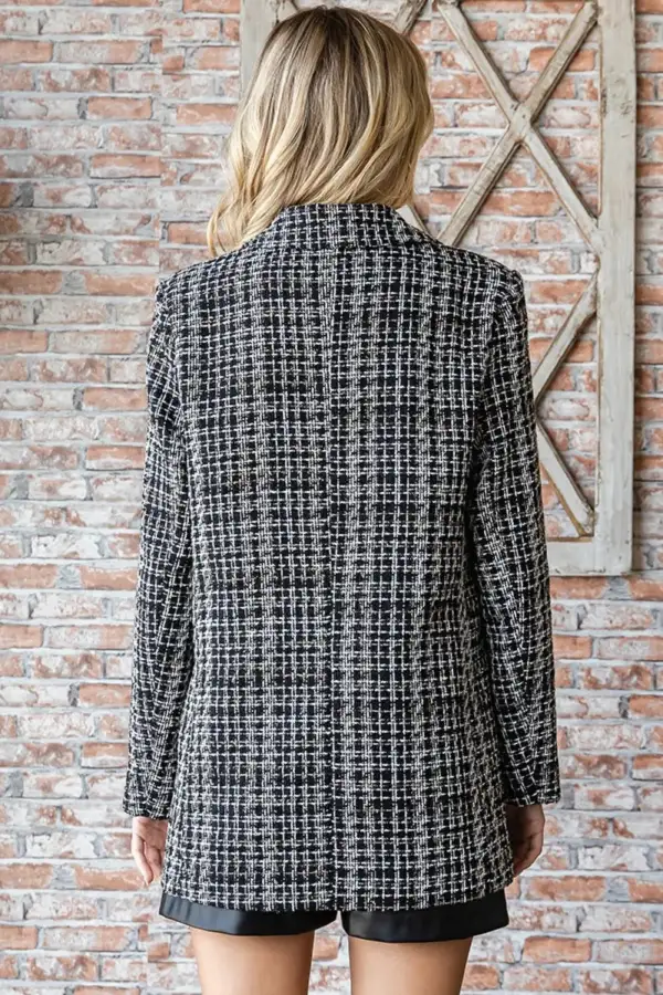 Pocket Detail Tweed Tailored Blazer