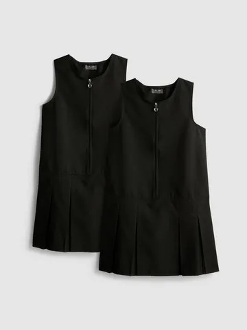 7-15yrs | 2pk Pleated Pinafore School Dresses
