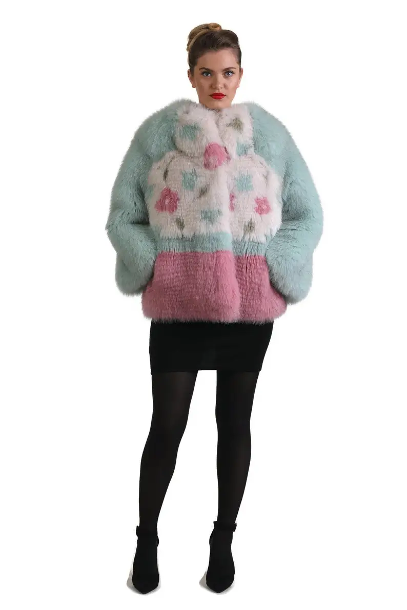 Multicolored Fox Fur coat