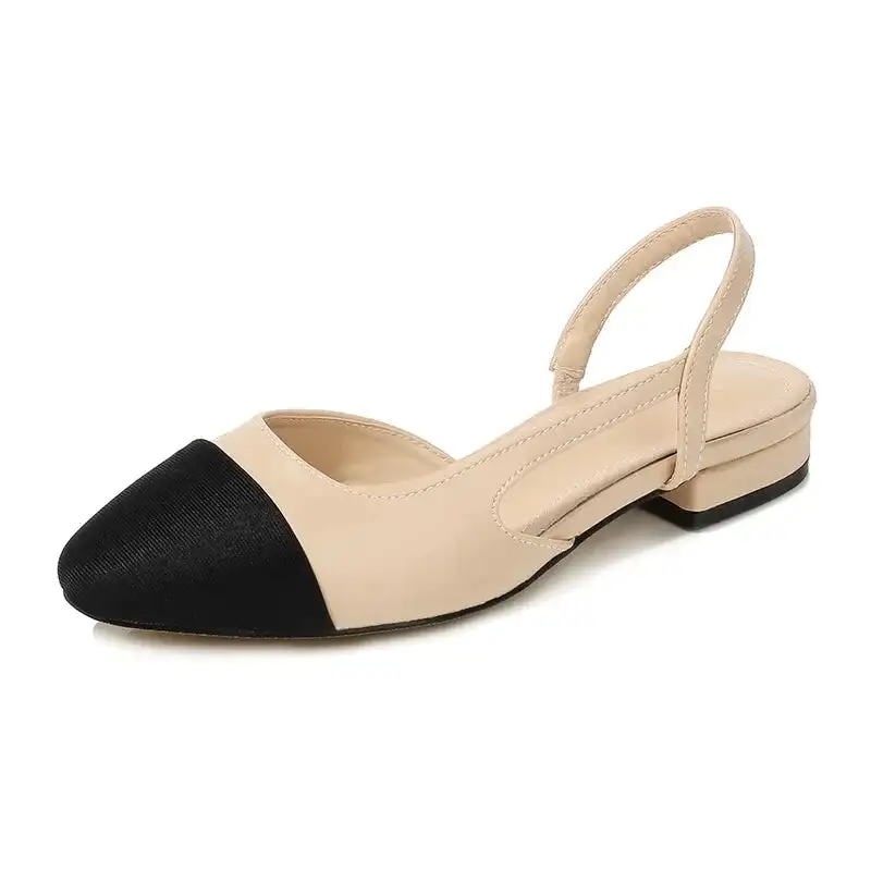 Leather Slingback Square-Heel Flats
