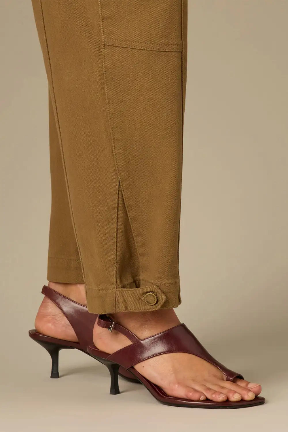 Tapered Utility Petite Pants Buttoned Hem
