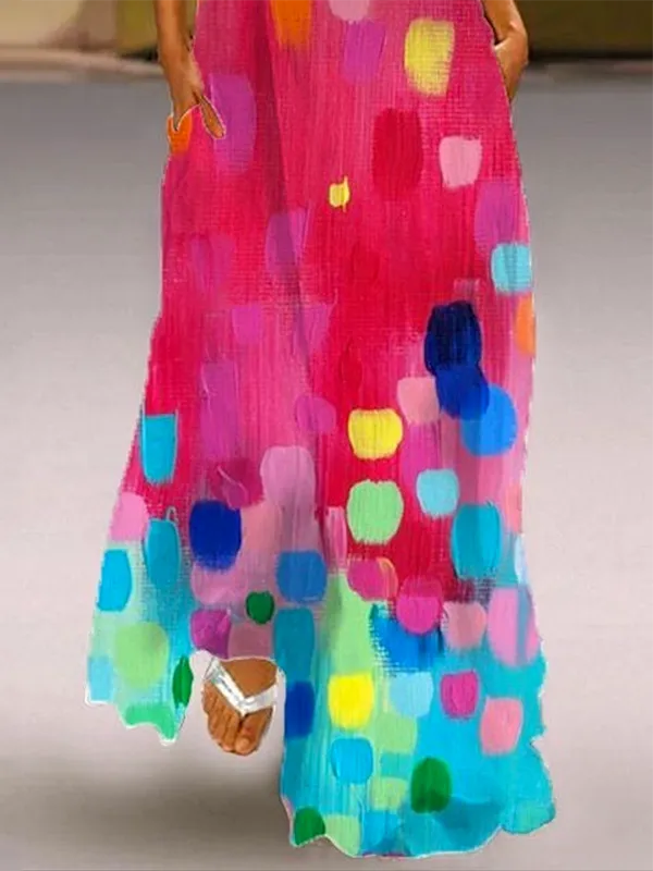 Printed Sleeveless Neck Maxi Dress