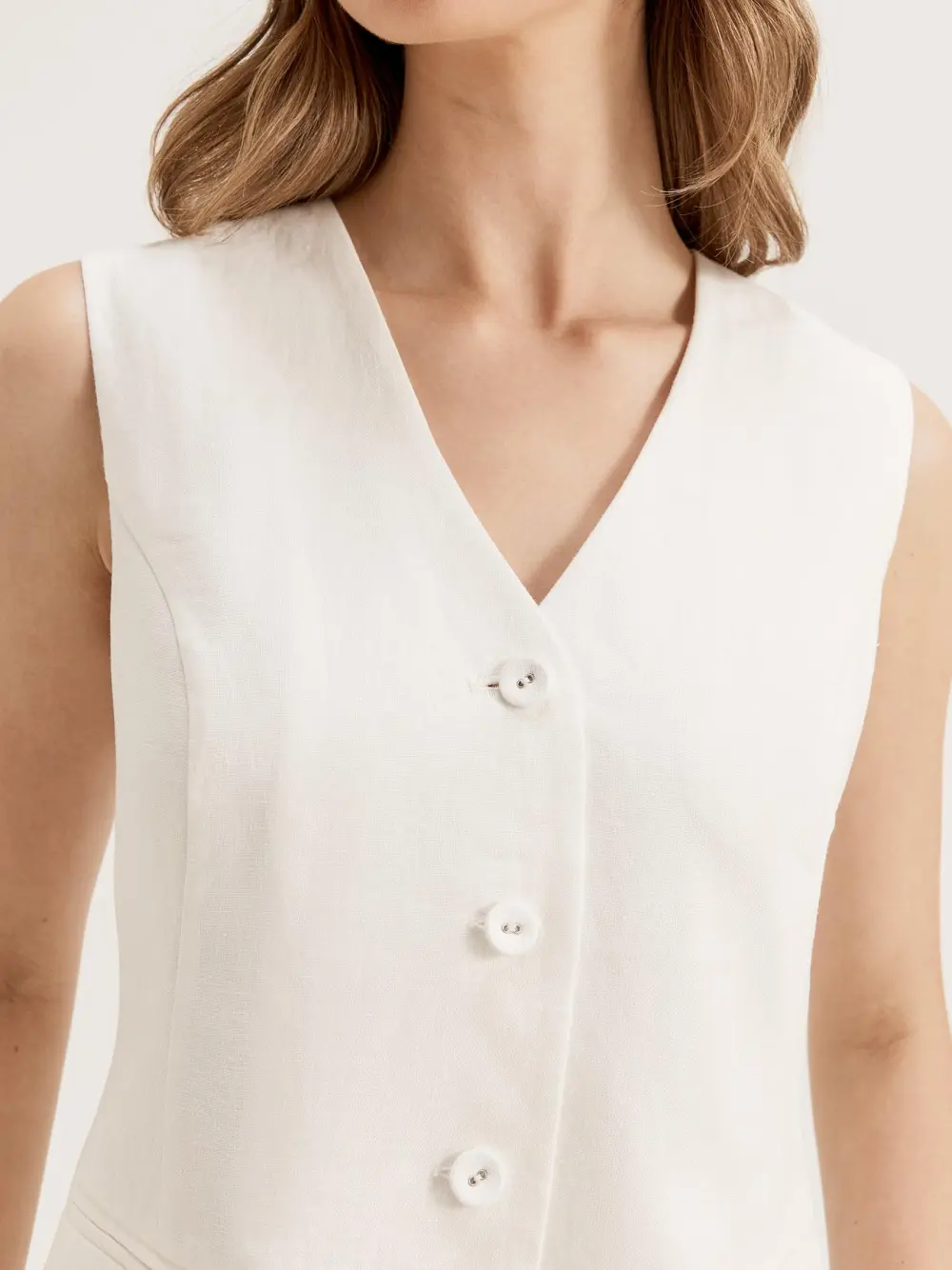 V-neckline Button Front Vest
