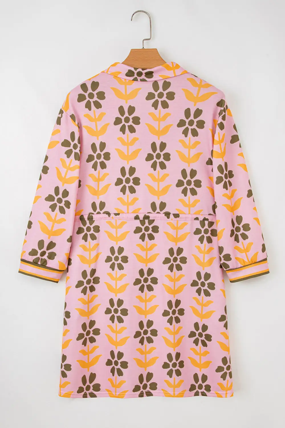 Floral Striped Zip Front Dress Casual
