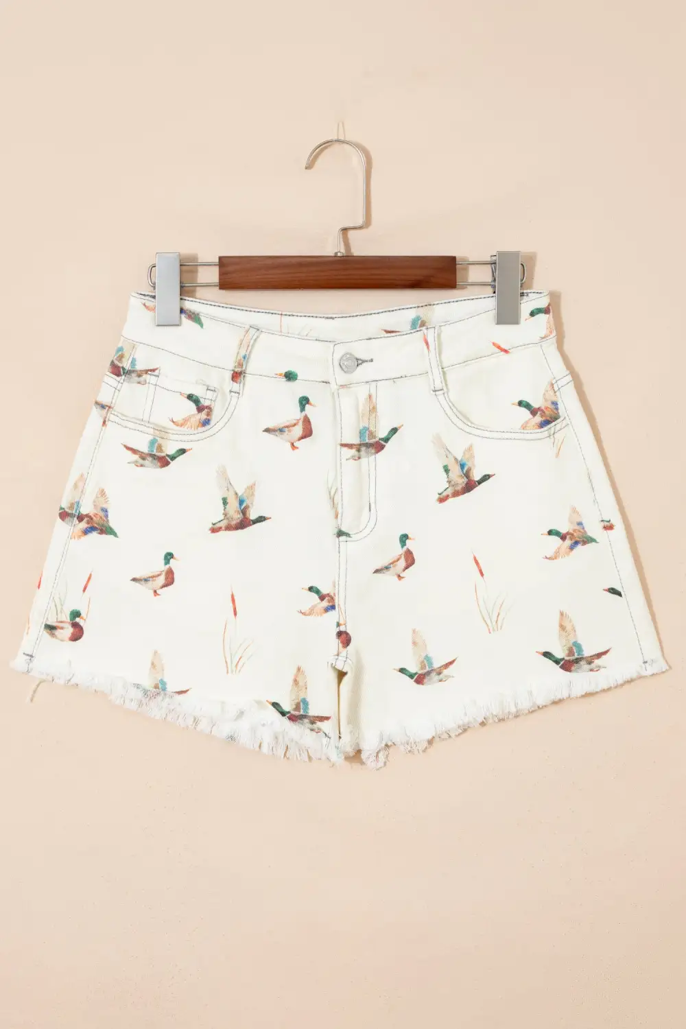 High-Waist Frayed Denim Shorts