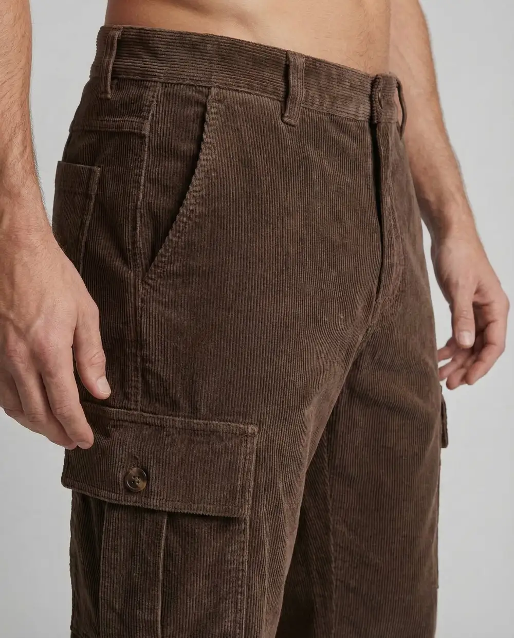 Men's Cord Cargo Pants Pockets