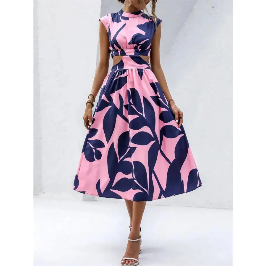 Cutout Cap Sleeve Midi Dress