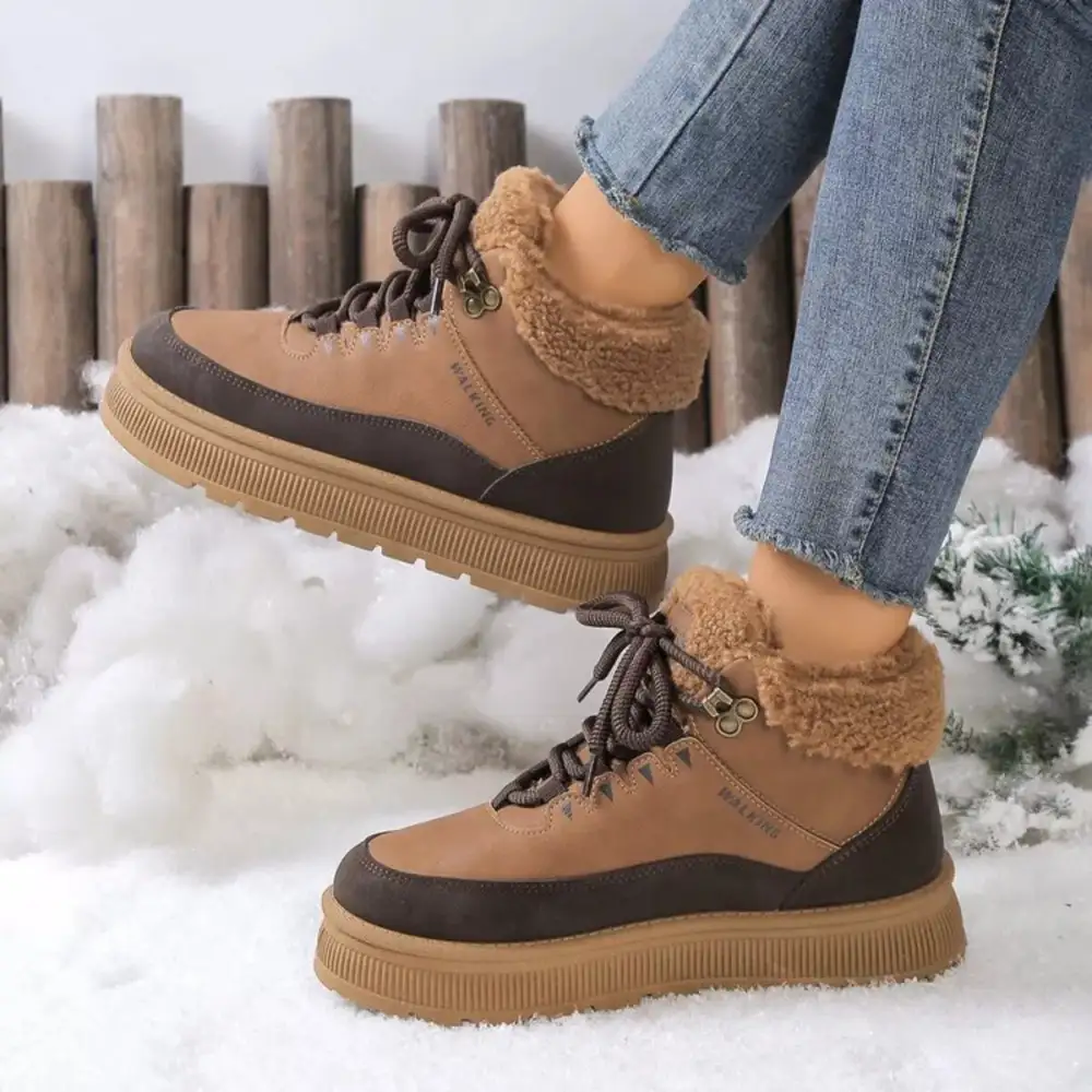 Relaxed Lace-Up Platform Ankle Boots