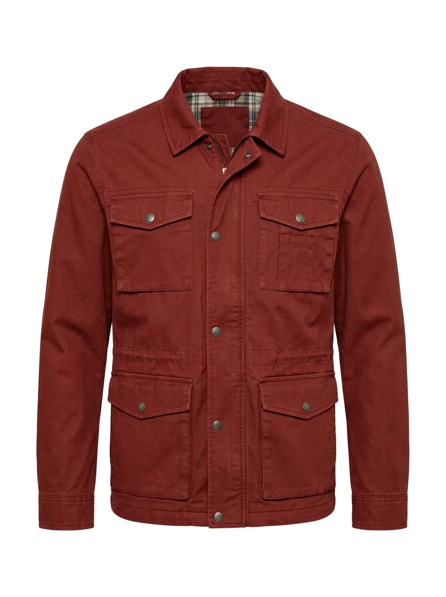 Men's Military Style Olive Green Multi-Pocket Field Jacket