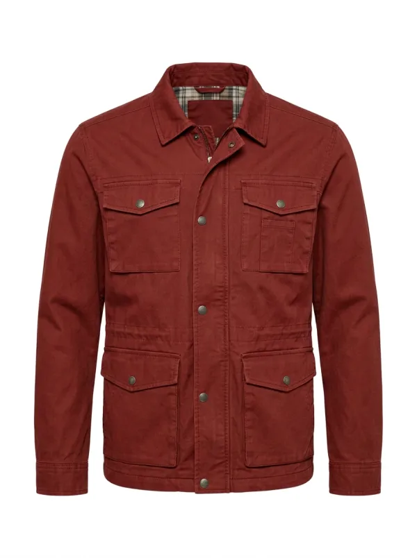 Men's Military Style Olive Green Multi-Pocket Field Jacket