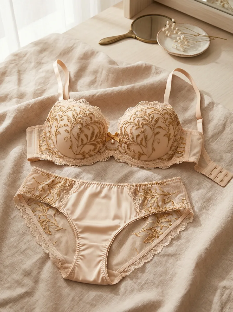 Women's Floral Embroidery Lace Embroidered Lingerie Set