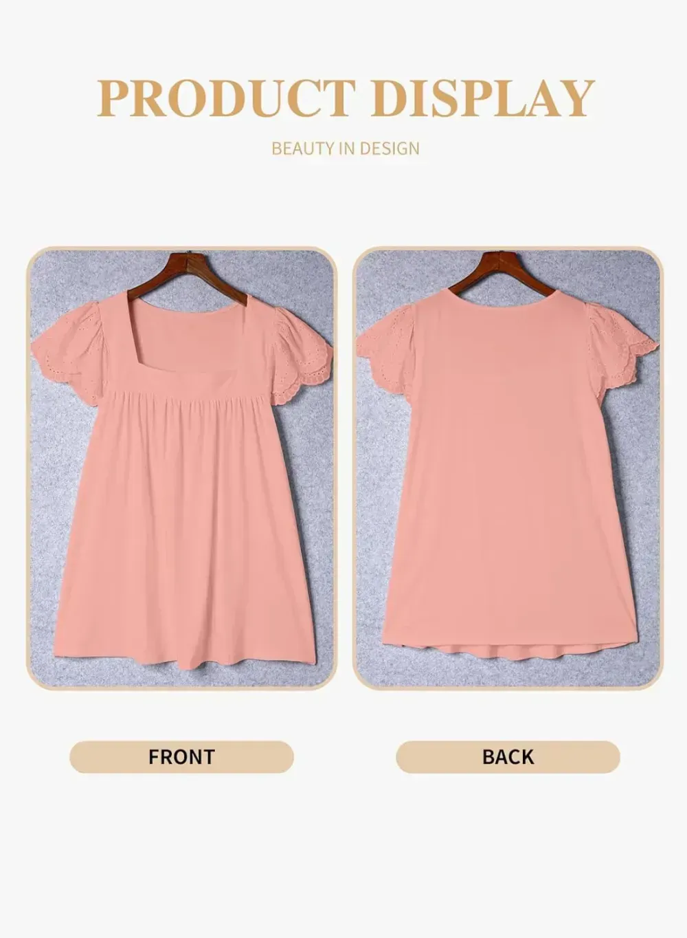 Eytino Womens Plus Size Tops Ruffle Short Sleeve Square Neck Summer Loose Casual Tee Shirts(1X-5X)