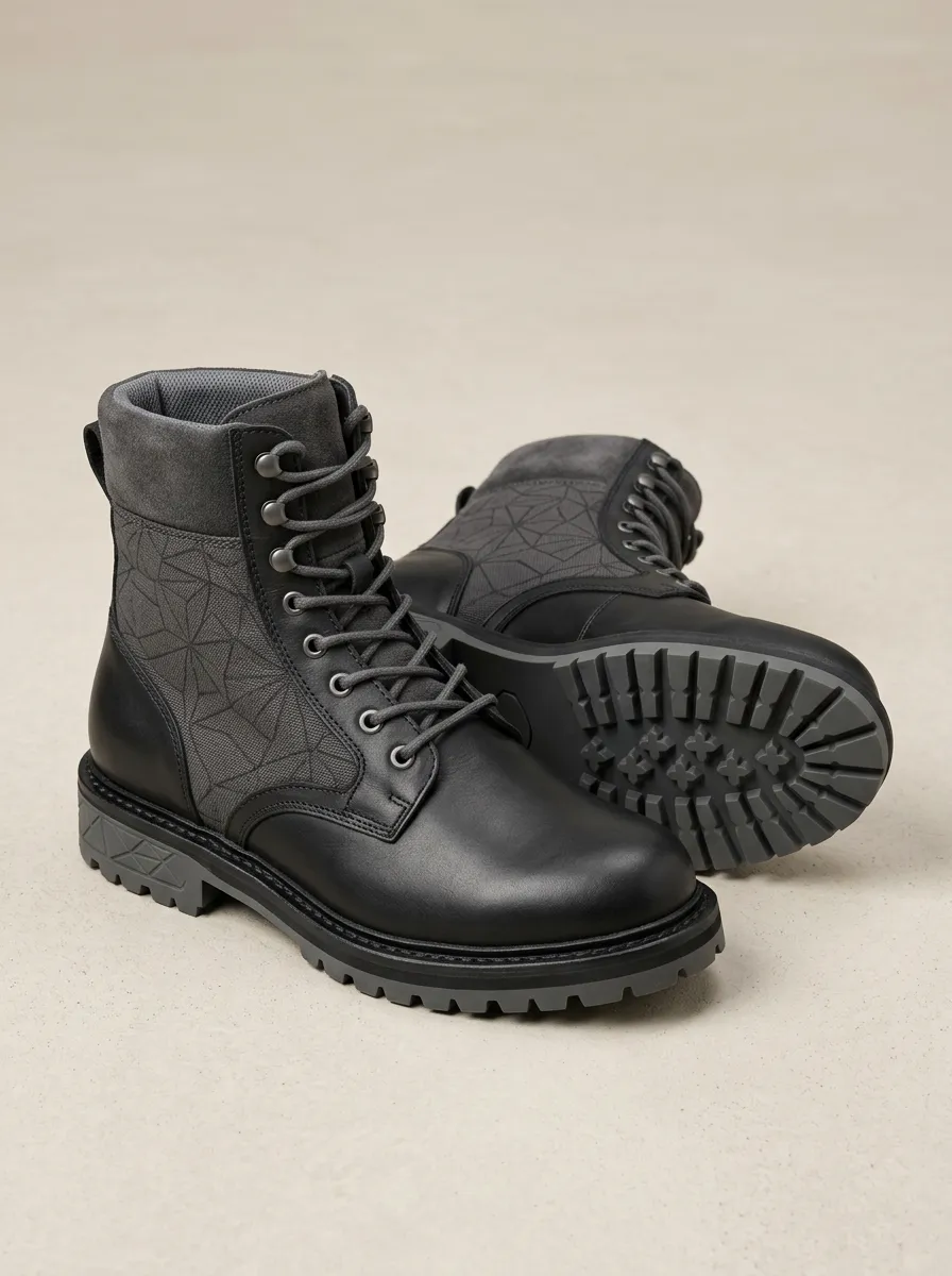 Men's Classic Geometric Pattern Work Boots