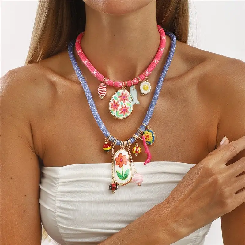Floral Multi Pendant Necklace