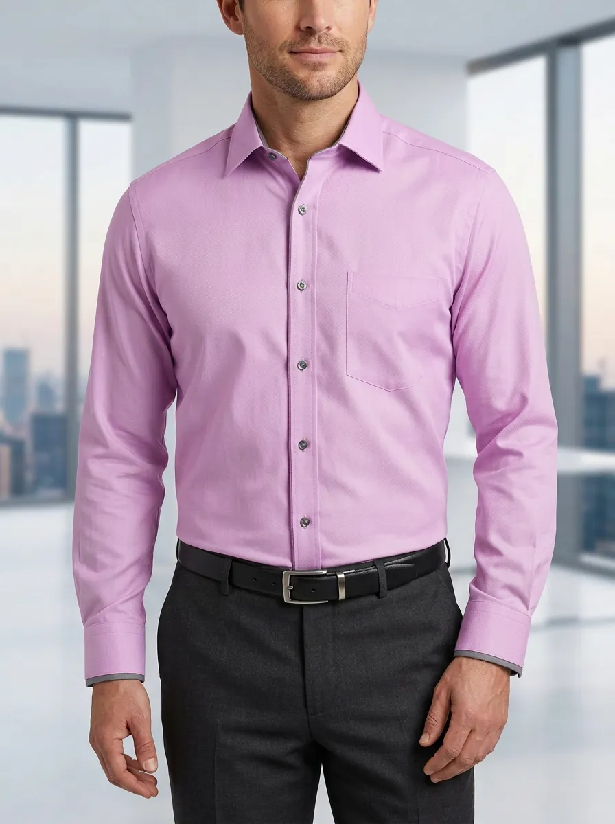 Men's Modern Button-Down Solid Dress Shirt