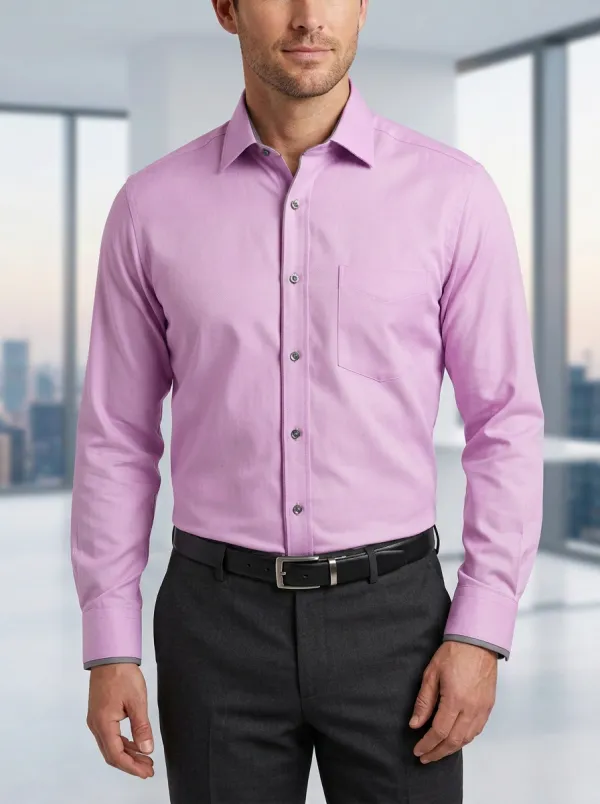 Men's Modern Button-Down Solid Dress Shirt