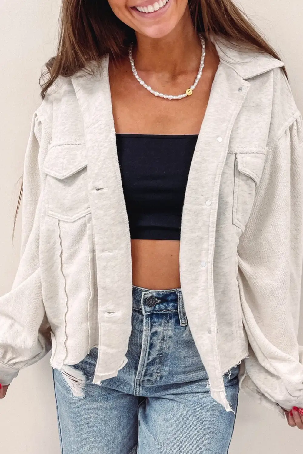 Pocket Flap Pocket Button Front Jacket