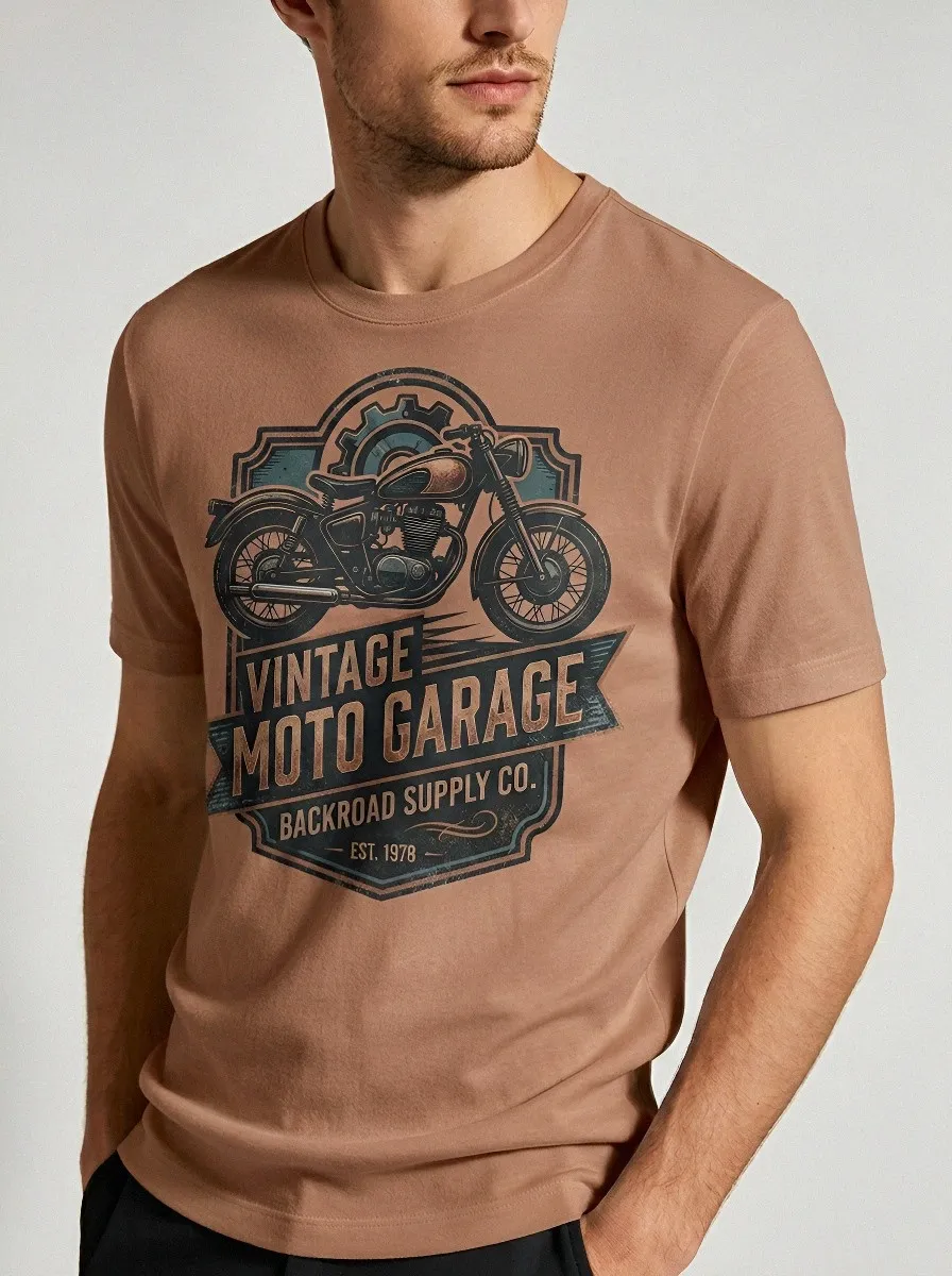 Men's Vintage Motorcycle Lover Moto Garage Printed T-shirt