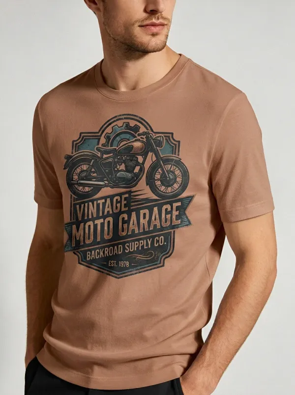 Men's Vintage Motorcycle Lover Moto Garage Printed T-shirt