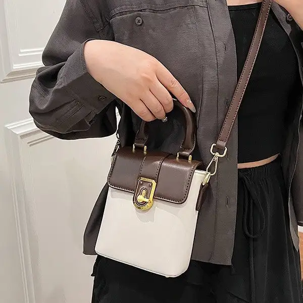 Top Handle Compact Square Crossbody Bag