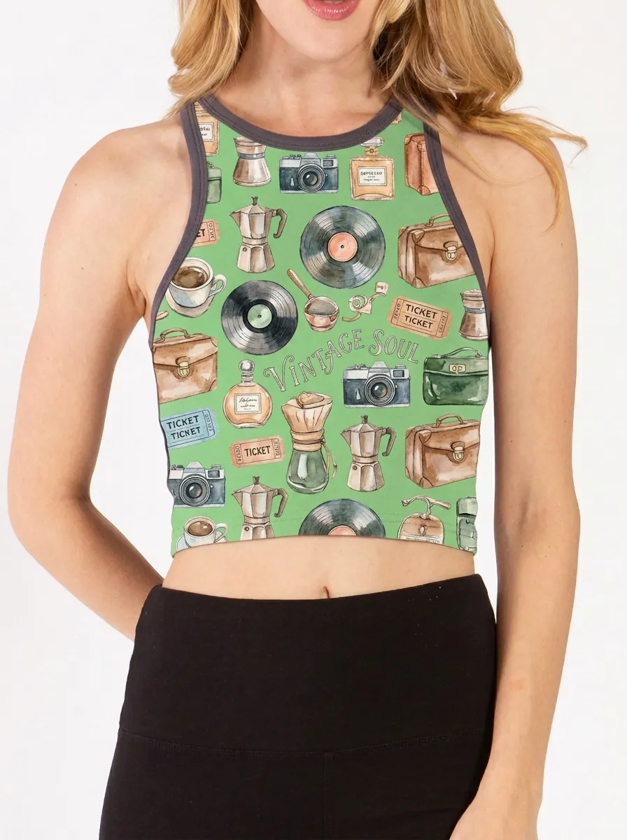 Women's Vintage Soul Retro Printed Crop Tank Top