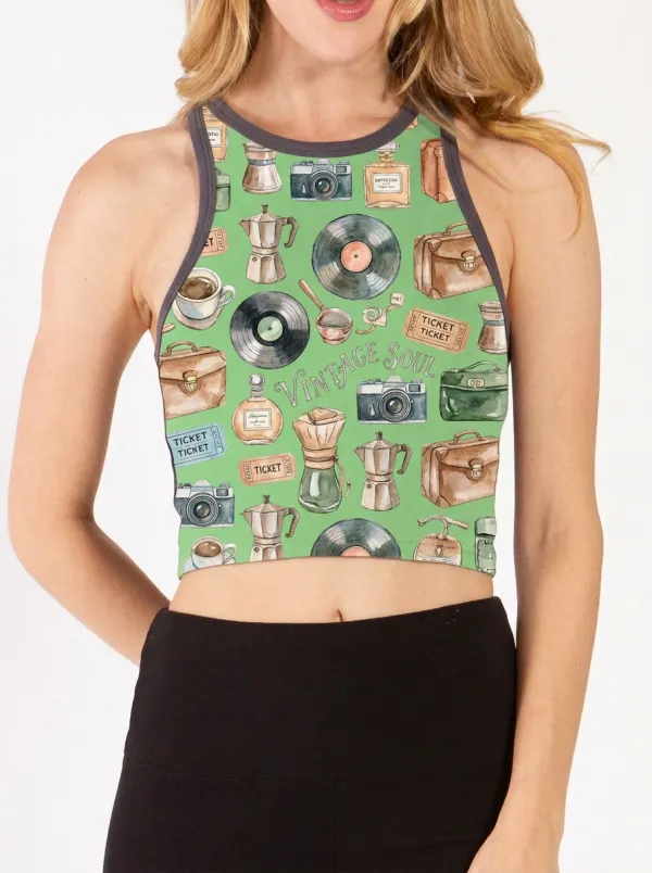 Women's Vintage Soul Retro Printed Crop Tank Top