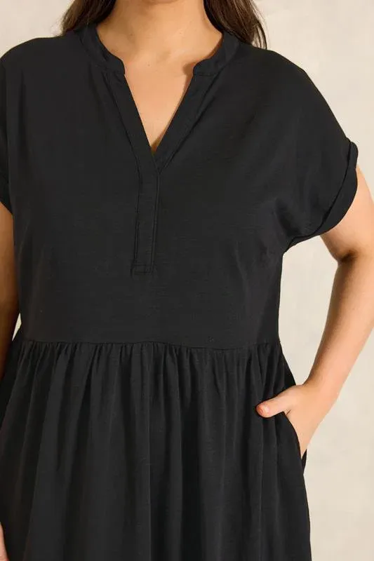 Black Premium Cotton Tiered Dress