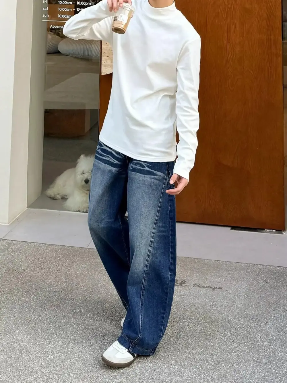 Rippled Wash Cutline Jeans