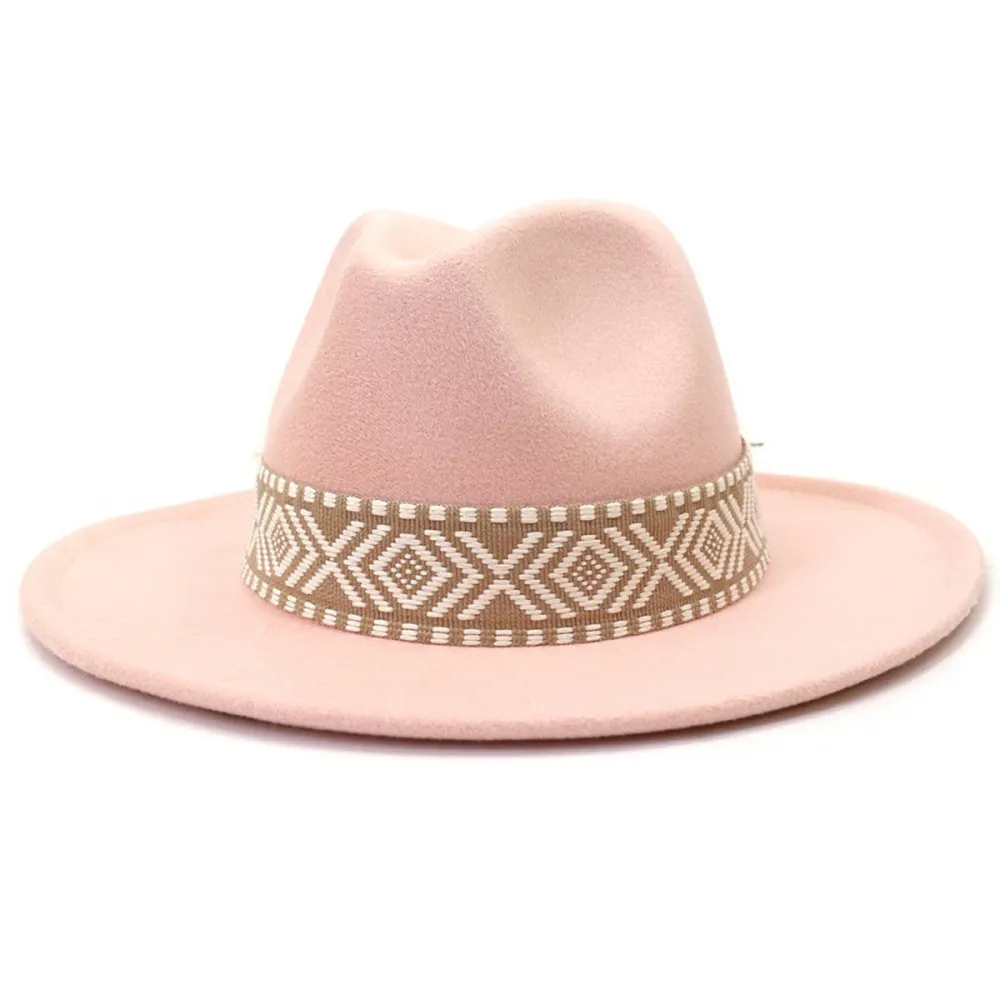 Belt Retro Flat Fedora Hat
