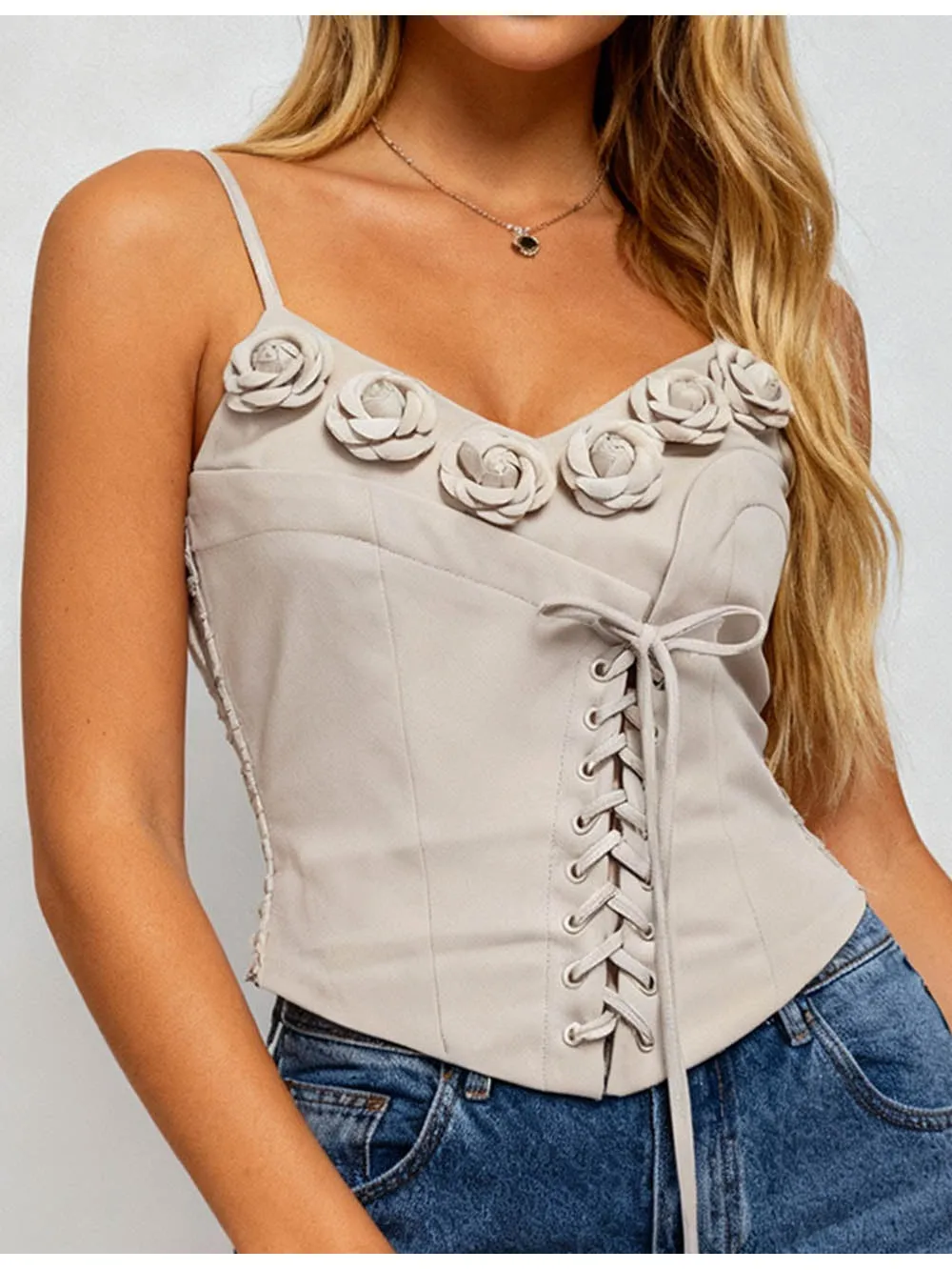 D Corset Cross Lace Up Cami Top