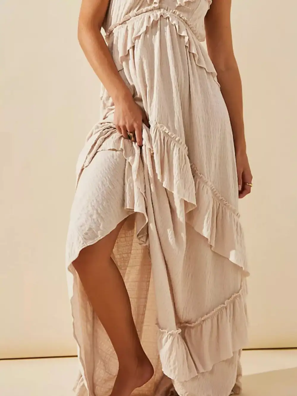 Halter Ruffled Maxi Dress