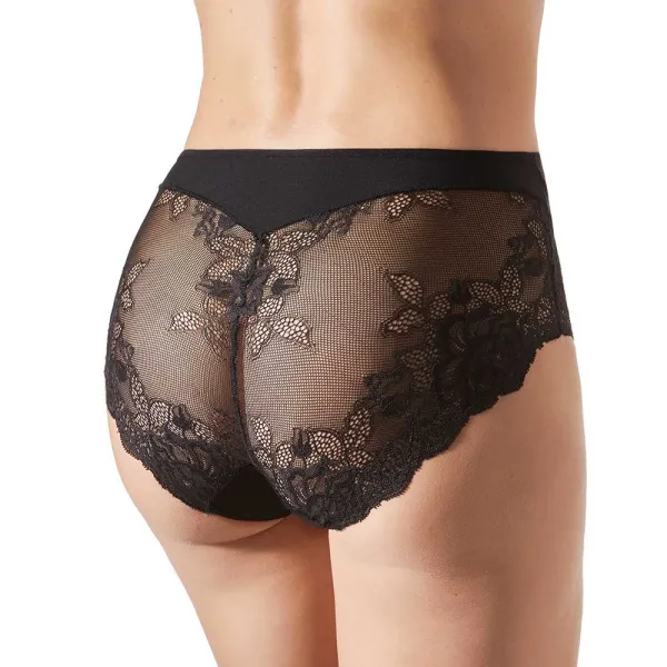 Women's Cotton Gusset Lace Sheer Detail Microfiber Cotton Brief Panty