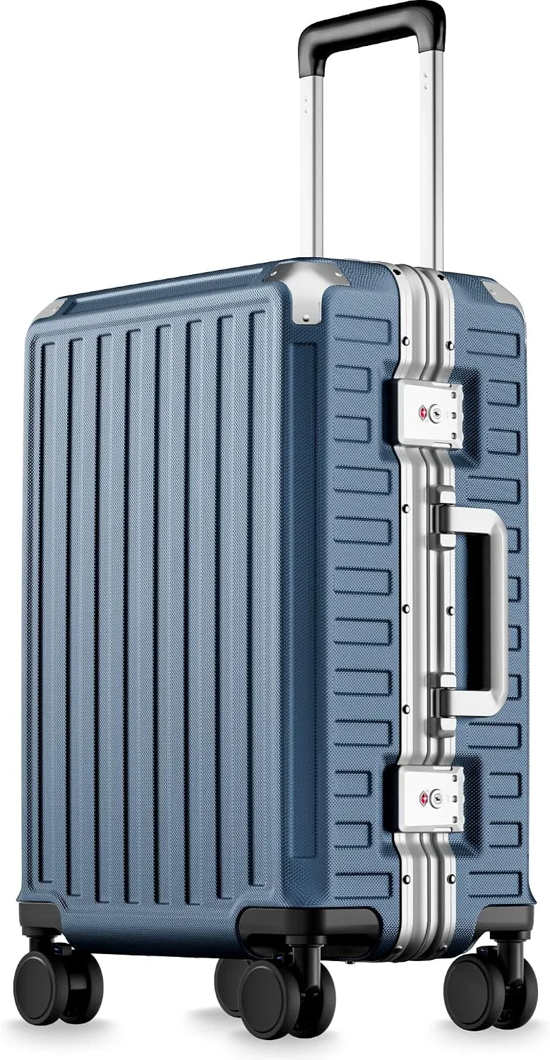 LUGGEX 28 Inch Zipperless Checked Luggage, Charcoal Metallic