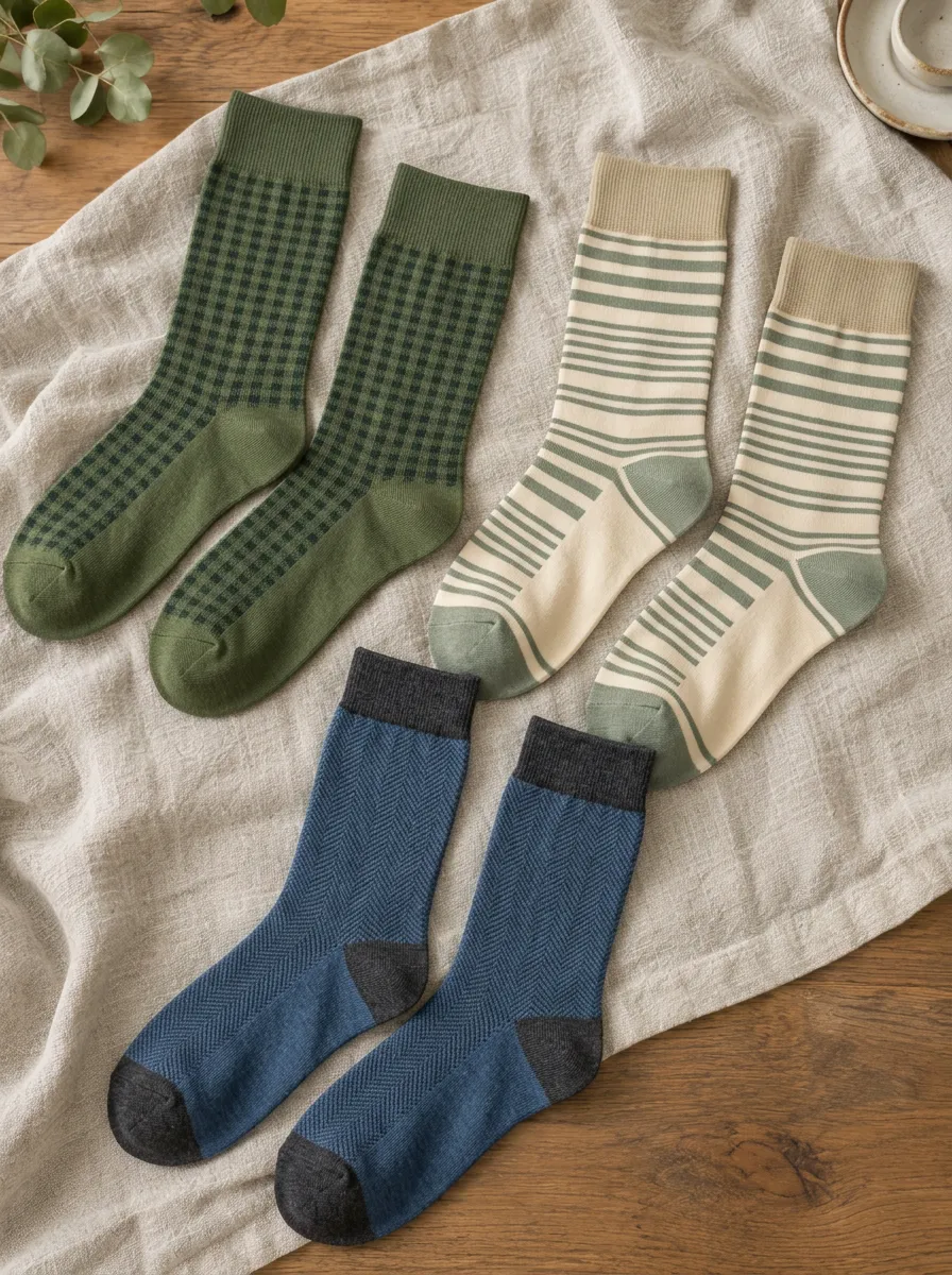 Men's Vintage Style Plaid Striped Herringbone Pattern Printed Socks Set