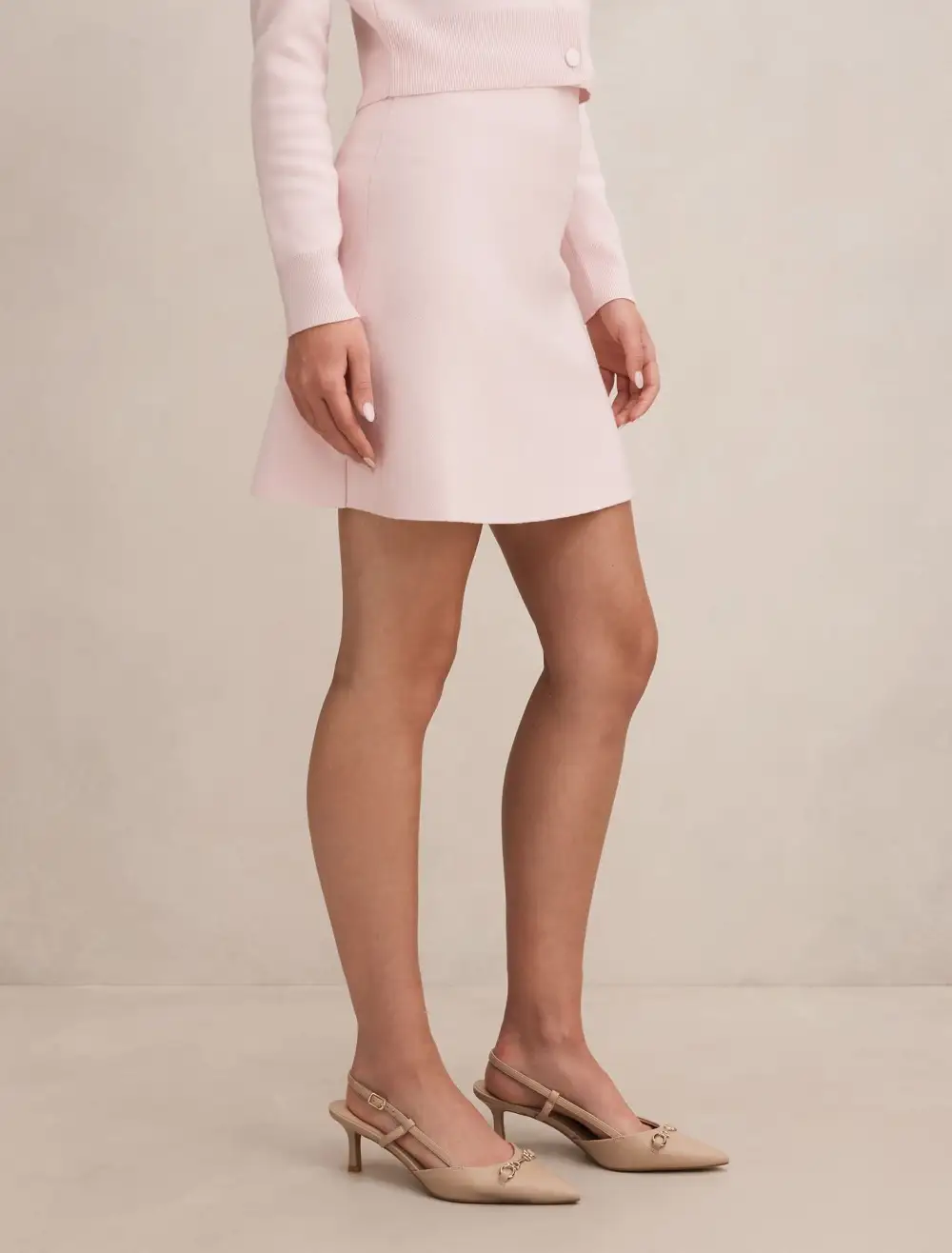 Light Pink Knit Mini Skirt