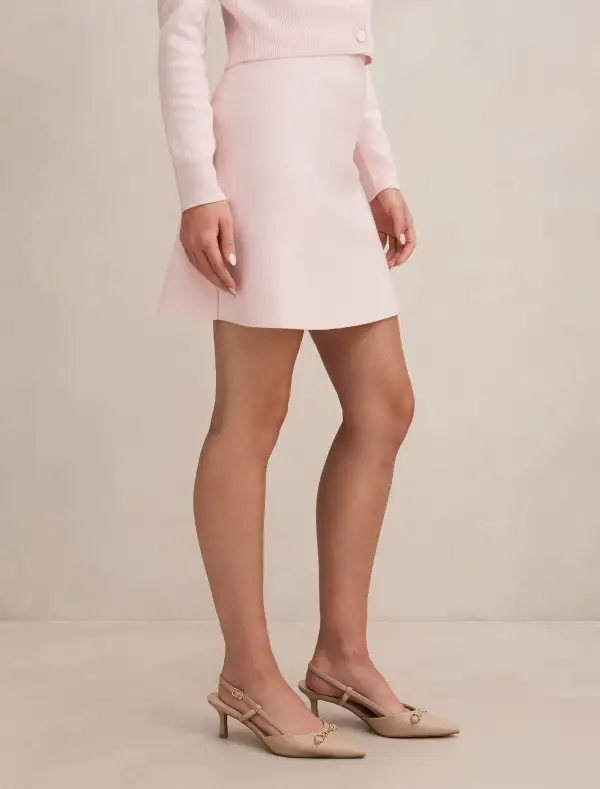 Light Pink Knit Mini Skirt