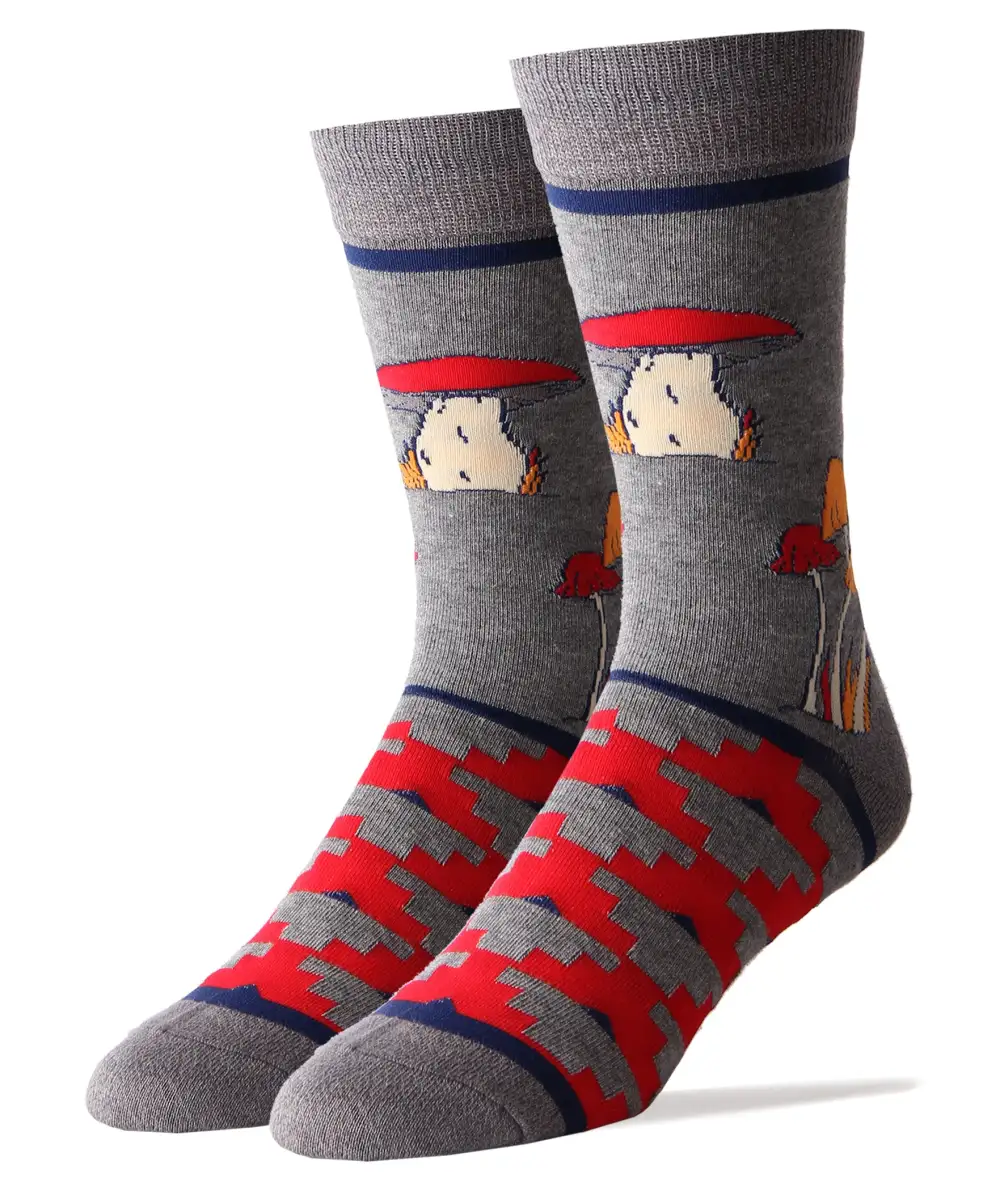 Refined Cotton Blend Mushroom Motif Crew Socks