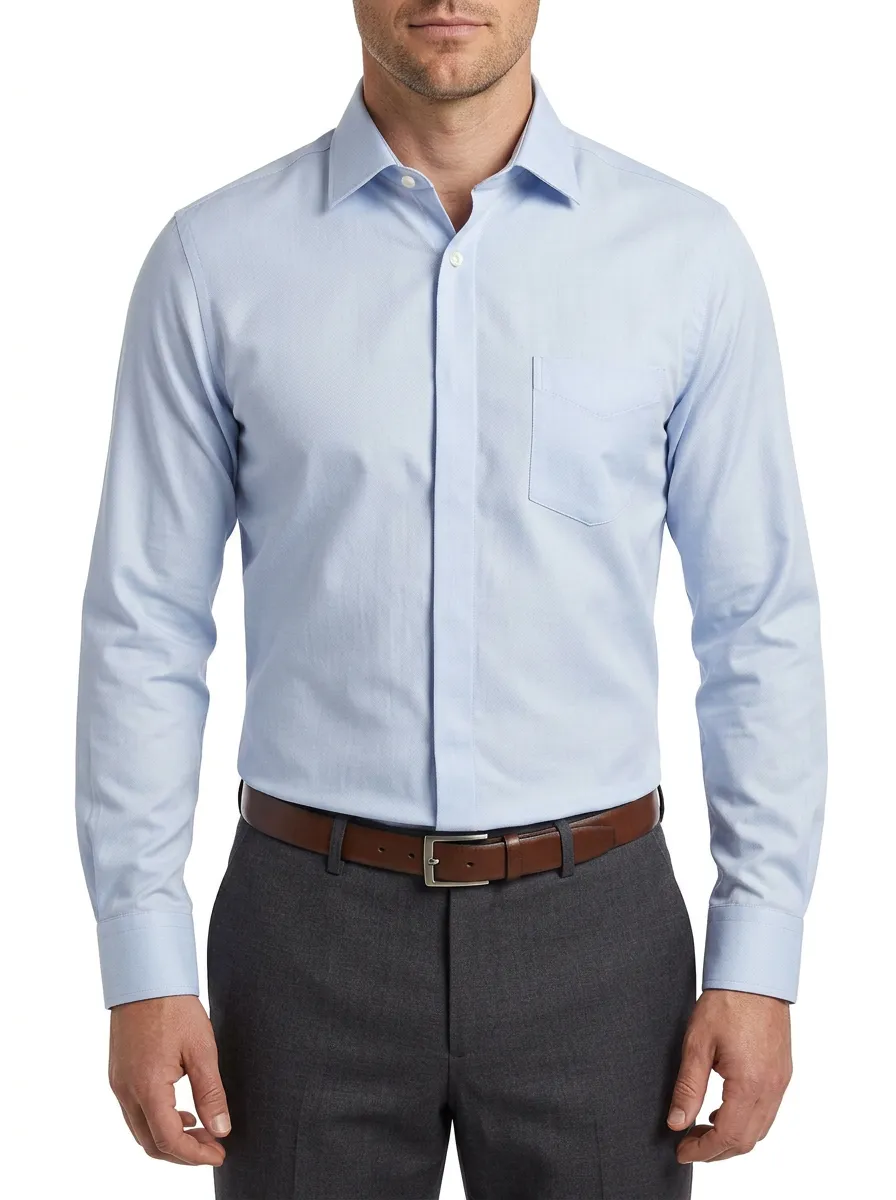 Men's Classic Long Sleeve Solid Dress Shirt