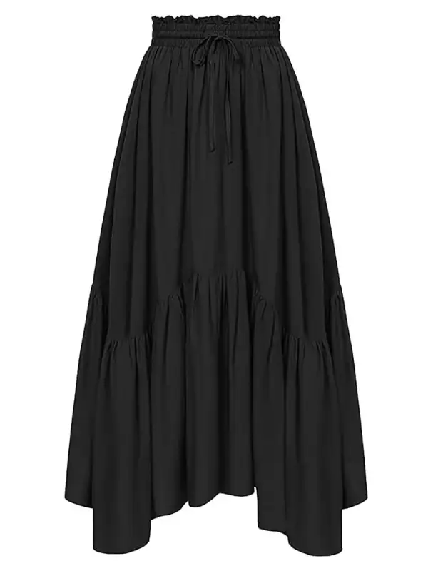 Smocked Waist Band Ruched Layered Skirt Maxi