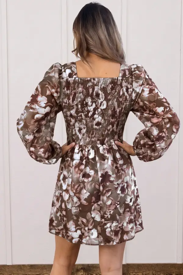 Floral Long Sleeve Mini Dress